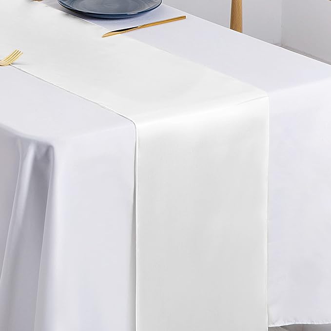 SiinvdaBZX 24 Pcs White Satin Table Runner 12 x 108 inches Long | Bright Smooth - Image 6