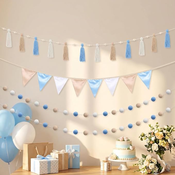 Hahafelt 4 Pcs Baby Shower Party Decoration Kit Pennant Bunting Banner Tassel - Image 3