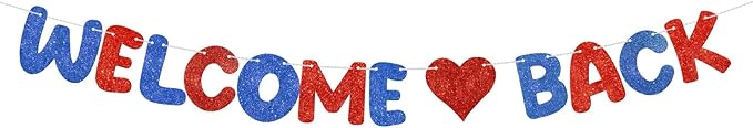 Fulmoon Pre Strung Welcome Back Glitter Banner First Day of School Party by Fulmoon