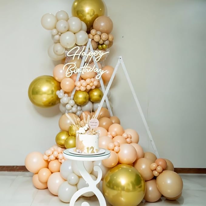 Gold Beige Balloons, Cream Metallic Gold Confetti Balloon - Image 5