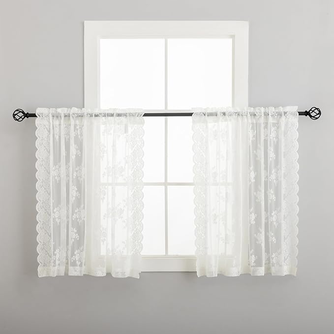 Kotile Short Ivory Lace Curtains - Image 6