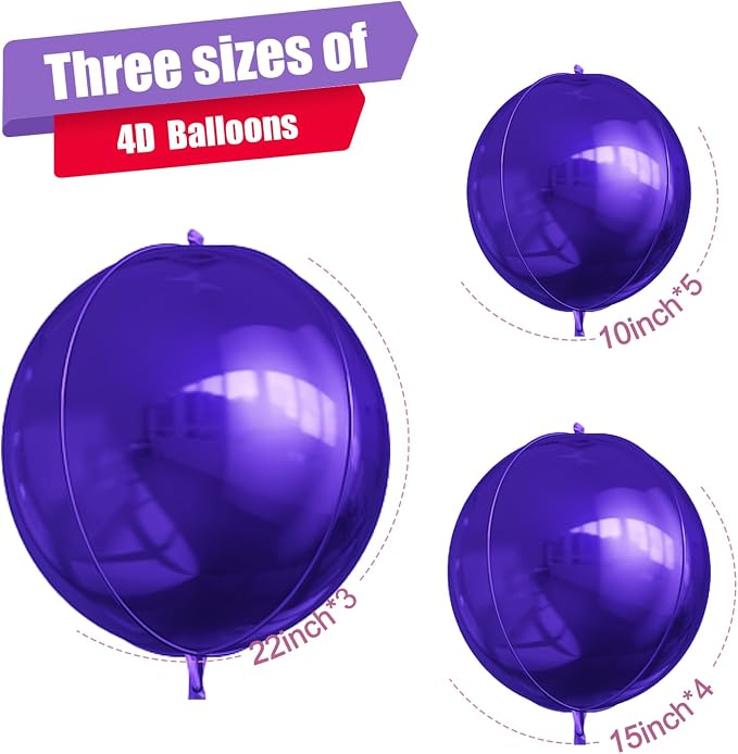 12Pcs Dark Purple Round Foil Balloons, Metallic Purple Foil Balloon - Image 2
