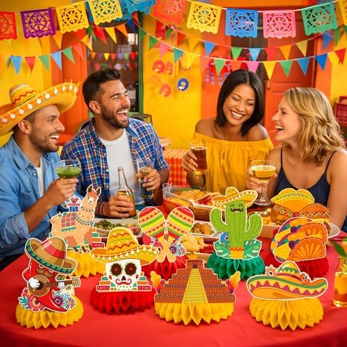 Fiesta Party Decorations - Cinco De Mayo Honeycomb for Table Centerpieces | Cinco De Mayo Decorations for Taco, Mexican Theme Birthday Accessories Party Favors Decor Supplies Indoor Outdoor - Image 6