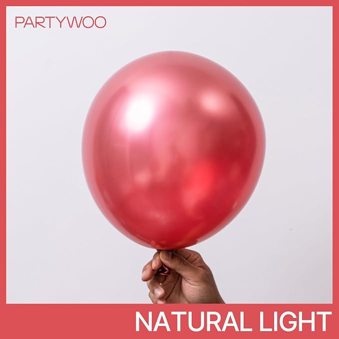 PartyWoo Metallic Pink Balloons 140pcs Chrome Hot Pink Magenta Fuchsia | 18 12 - Image 2