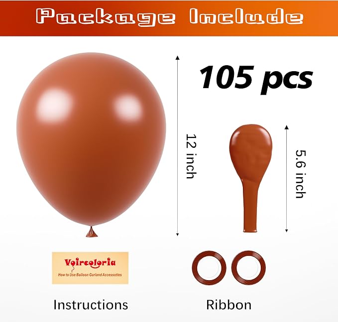 Voircoloria 105pcs Coffee Party Latex Balloons, 12inch | - Image 3