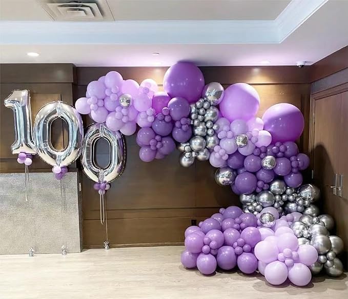 MEBAY Grey Violet Maca Purple Silver Balloons Garland Arch Kit - Image 5