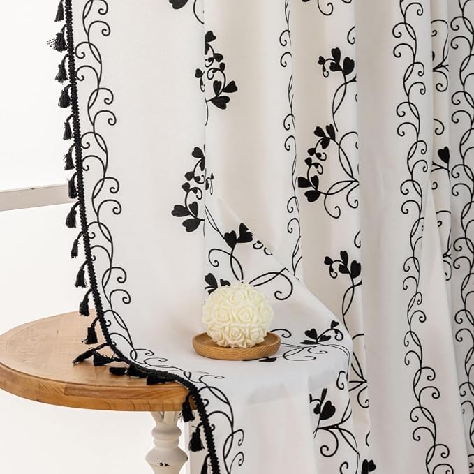 F-CHU Bohemian Floral Curtains 63 Long Patterned Curtain - Image 4