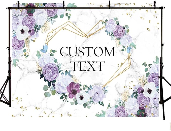 AIBIIN 10x7ft Custom Mr and Mrs Violet Wedding Backdrop - Image 4