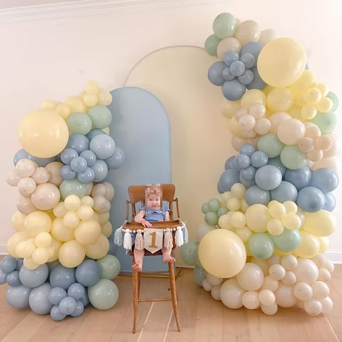 Sage Green Dusty Blue Yellow Balloon, 12 Inch Fog Slate Blue Balloons - Image 5