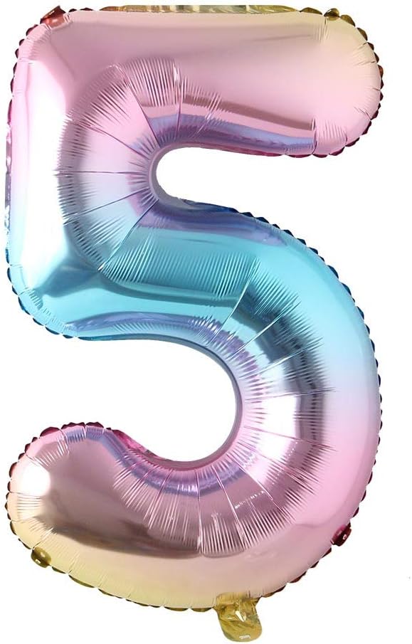 32 Inch Number Balloons Foil Ballon Rainbow Gradient Digit Ball Colorful by REIANS