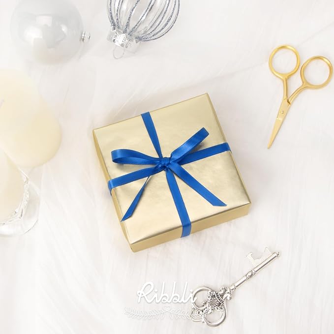 Ribbli Royal Blue Satin Ribbon, Double Faced Satin 1/4 inch x Continuous 50 - Image 2