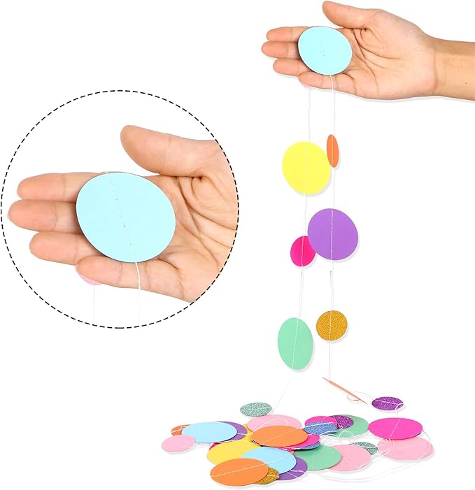 Outus 20 Pieces Colorful Circle Garland Banner Hanging Paper Dot Decorations - Image 3