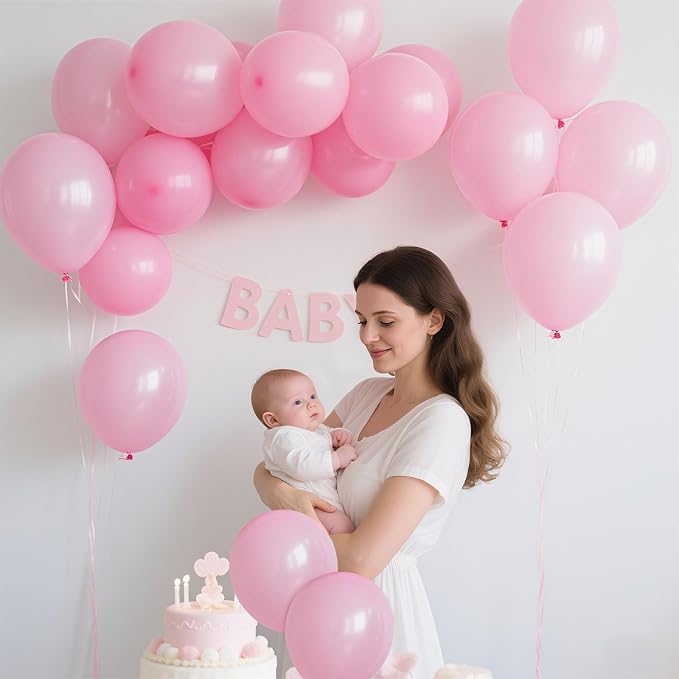 Pink Balloons Light Pink Birthday Decorations 100 Pack 12 inch Round Gender - Image 3