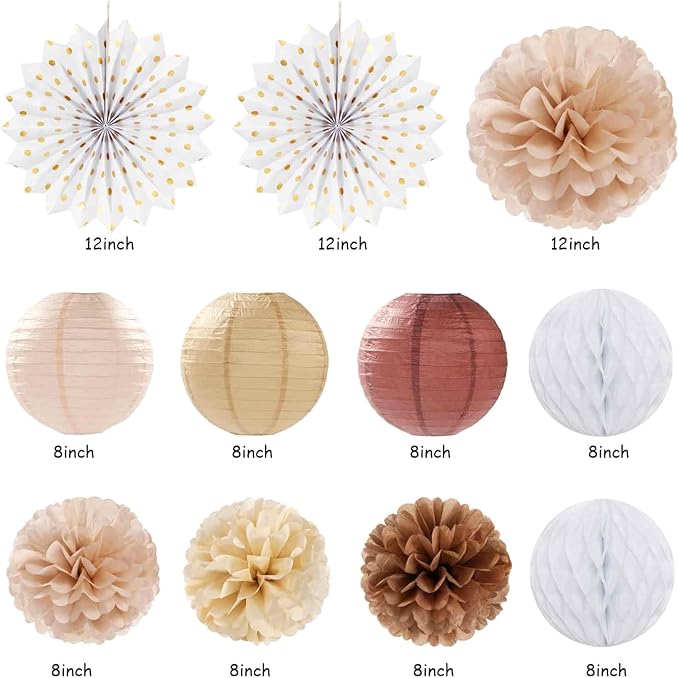 White-Brown Champagne-Gold Boho Birthday Party-Decorations - Image 2