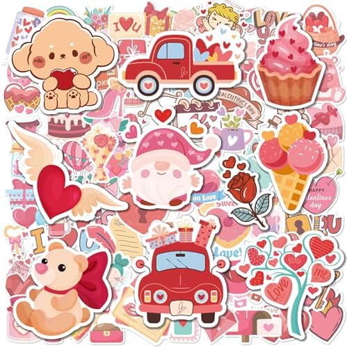 Valentines Stickers - 100 PCS Heart Rose Stickers for Kids | Valentines Day Gifts Crafts Activities Party Favors Supplies Decorations for School Classroom by JXSDWANG