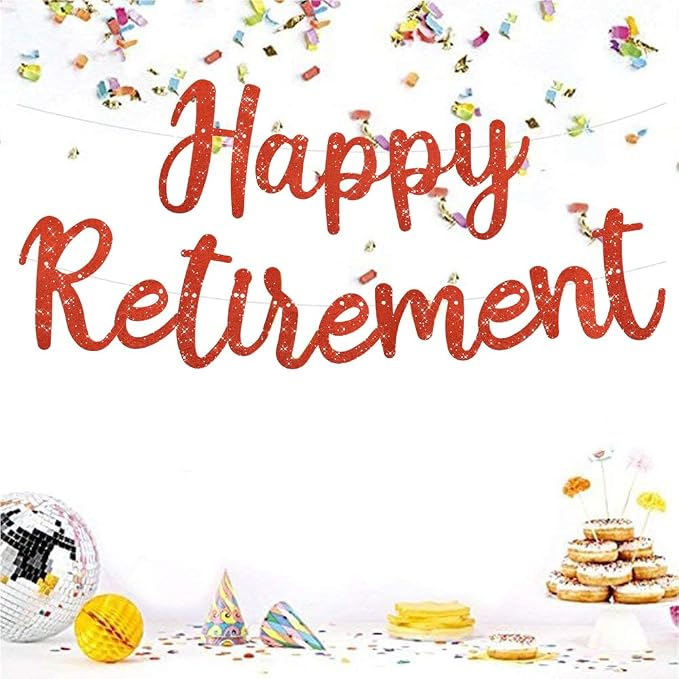 BEISHIDA Pre-Strung Glitter Red Happy Retirement Banner Party Decoration | NO - Image 4