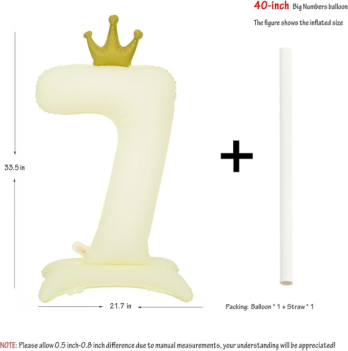Standing White Crown Number 7 Balloon 40In Retro White Crown 7 Balloon | - Image 2