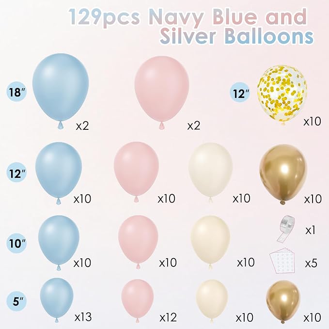 Gender Reveal Dusty Pink Blue Balloon Arch Kit 129 PCs | Teddy Bear Theme Boho - Image 3