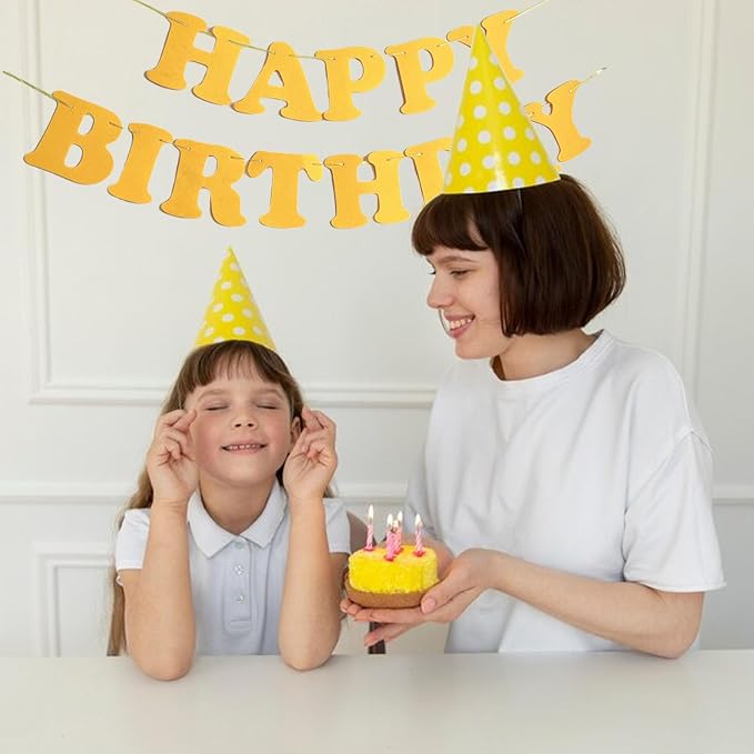 Happy Birthday Banner Yellow Happy Birthday Decorations Photo Backdrop - Image 3