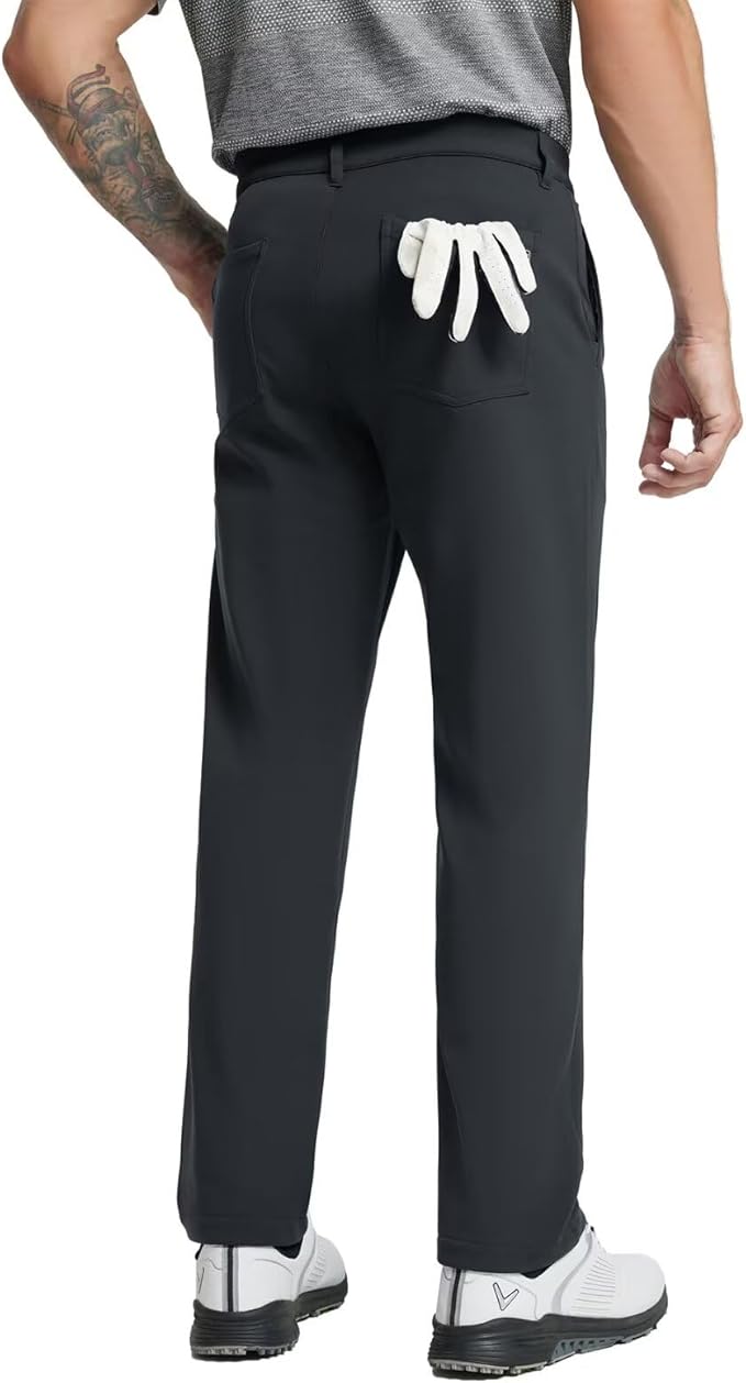 M MAELREG Golf Fleece Lined Pants Men Softshell Water-Resistant Workout Casual Outdoor Hiking Insulated Winter Pants for Men