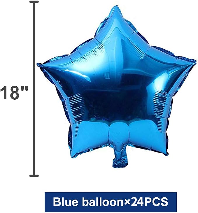 24 Pcs 18" Blue Star Balloons Foil Balloons Mylar Balloon - Image 2