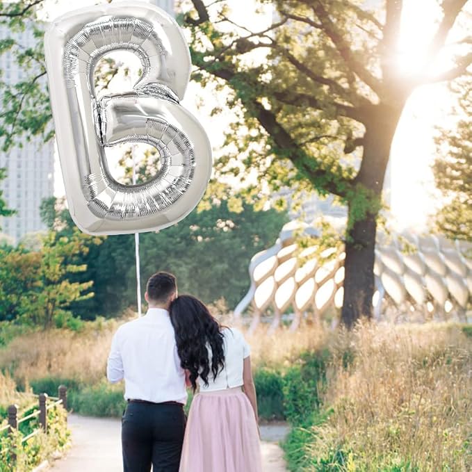 TONIFUL 40 Inch Large Silver Letter B Foil Balloons Alphabet Balloons | Giant - Image 4