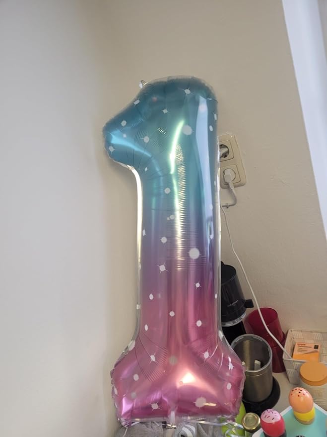 Number Balloons 40 Inch Pink Blue Purple 0 Balloon - Image 3