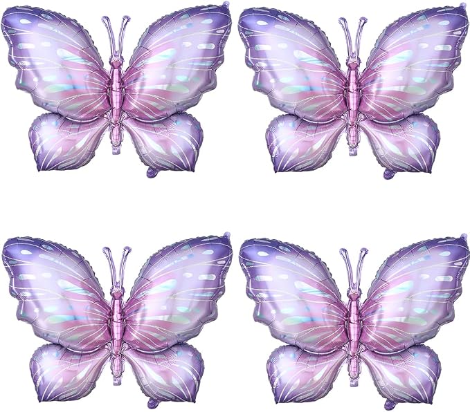 Purple Butterfly Balloons 4 Pieces by GIHOO