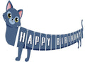 Cat Happy Birthday Banner Blue Cat Banner Bunting Flag Garland Birthday Party by Adecortalk