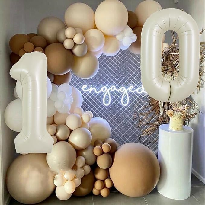TONIFUL 40 Inch Cream White Large Numbers Balloon 0-9 Birthday Party Decorations - Image 5