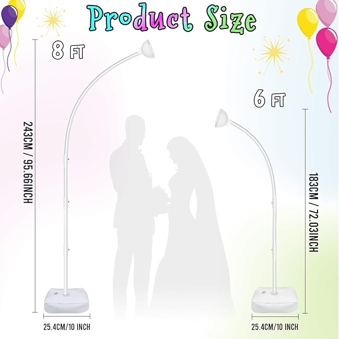 Lighted Half Arch Balloon Stand Kit 8.2FT/6FT Balloon Arch Kit - Image 2
