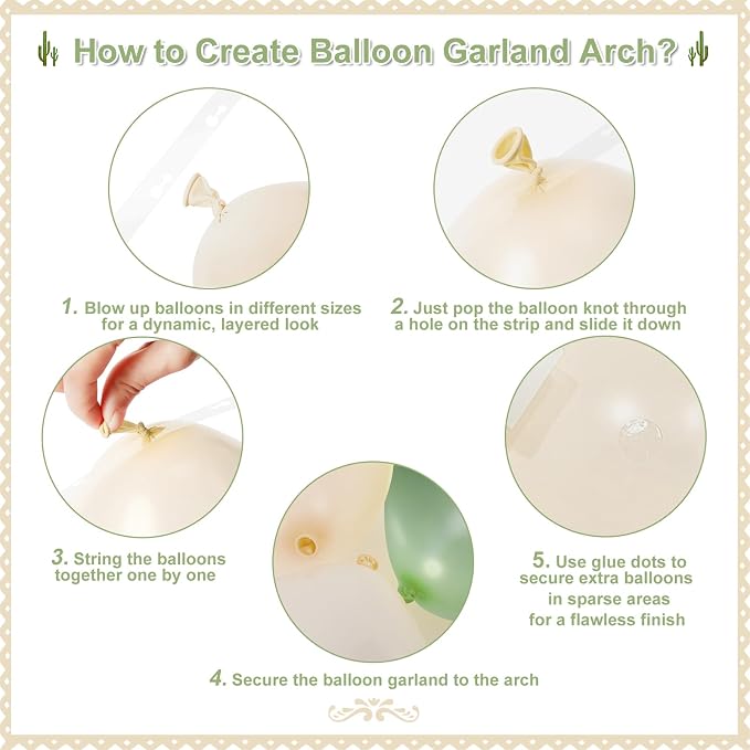 CROSSFINGERS Sage Green White Balloon Garland Arch Kit - Image 5