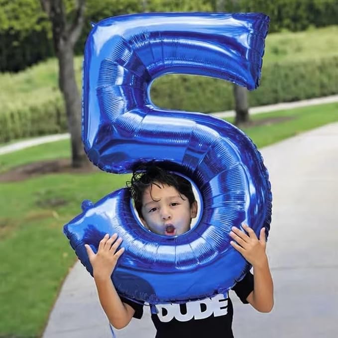 40 inch Navy Blue Number Balloon Dark Blue 5 Balloons Giant Foil Helium - Image 3