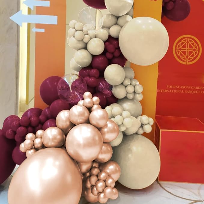 Dark Purple White Gold Balloon Garland Arch Kit - Image 5