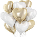 Gold White Foil Heart Balloons, 18 Inch 10 Pcs Pastel Yellow White Foil Heart by TAOYE