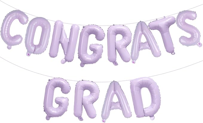 16 Inch Pastel Purple Congrats Grad Banner Balloons, Pastel Purple Congrats by KALOR