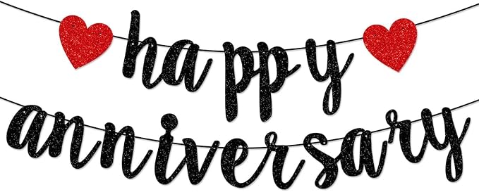 Pre-Strung Happy Anniversary Banner Bunting Hanging Sign Garland by Unknown