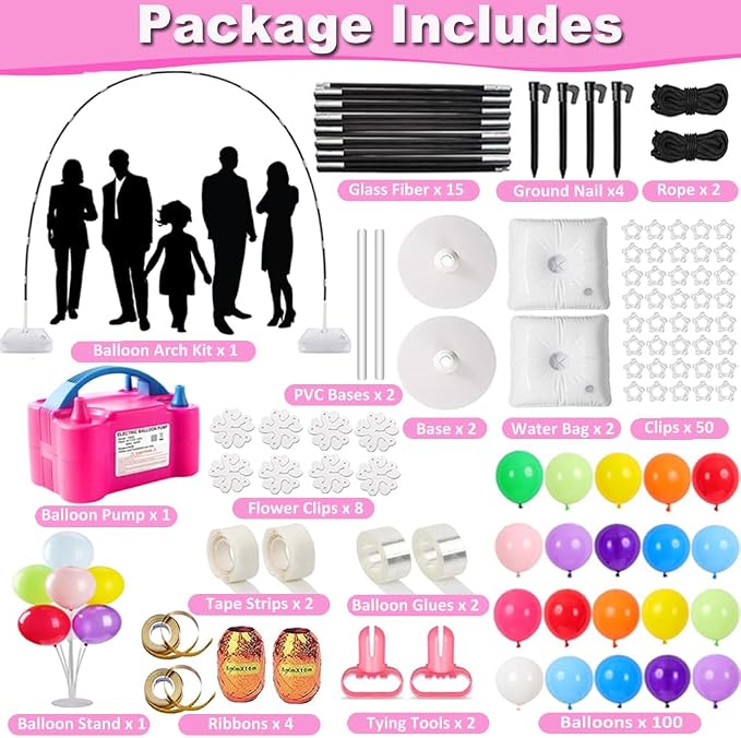 Balloon Arch Kit and Balloon Pump, 9Ft Tall & 10Ft Wide Adjustable Balloon Arch - Image 5