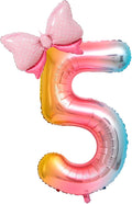 40-Inch Number 5 Gradient Giant Number Balloons And Mini Bow Balloons Foil by Unknown