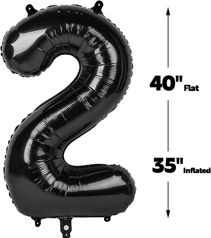 Black 40 Inch 20 Number Balloons, Balloon Decorations - Image 2