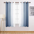 DWCN Blue Faux Linen Ombre Sheer Curtains by DWCN