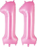 Pink Number 11 Balloons, Big Large Foil Number Balloons, Jumbo Giant Mylar by AIQINHU