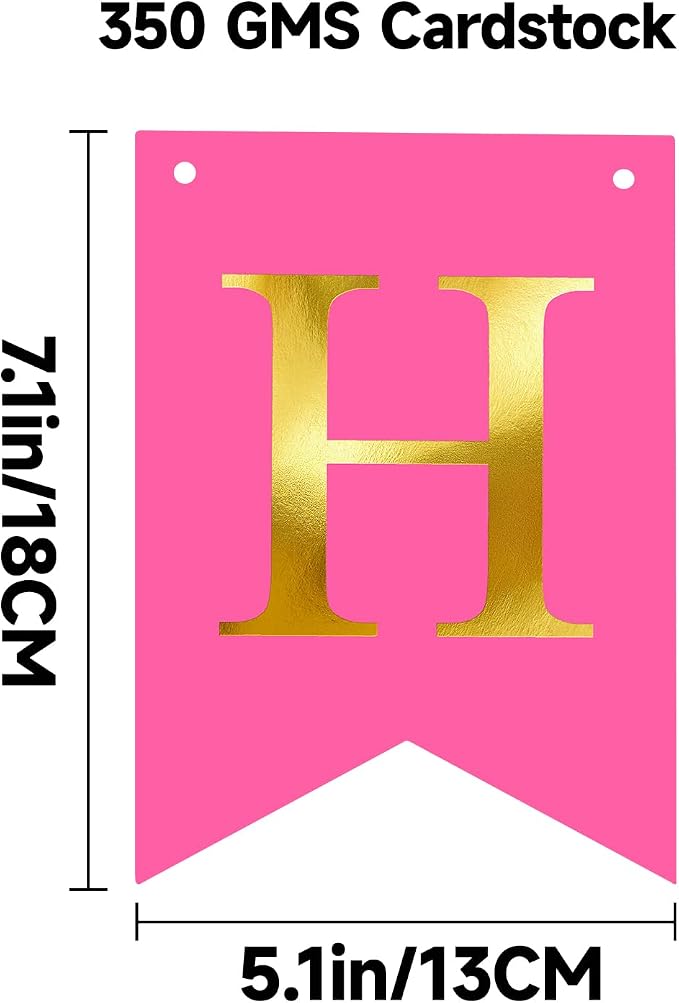Pre-Strung Pink Happy Birthday Banner Birthday Party Banner NO DIY | Happy - Image 2
