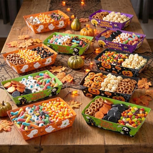 48Pcs Halloween Party Supplies, Halloween Paper Food Trays - Image 3