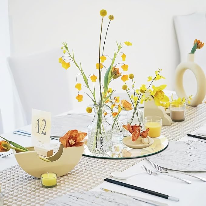 12" 12PCS Round Mirrors for Centerpieces, Circle Mirror Centerpieces for Tables, Acrylic Mirror Tiles for Wall Table Wedding Centerpieces Mirror Plates for Candle Birthday Decorations DIY Craft