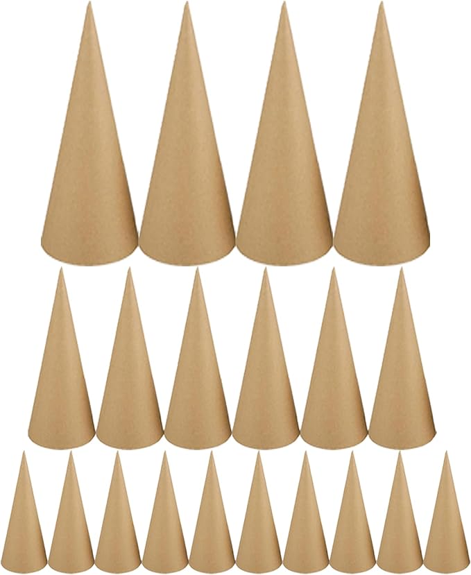 Crafjie 20PCS Paper Mache Cones Open Bottom Variety Pack Set of 4pcs 13.75x5 - Image 8