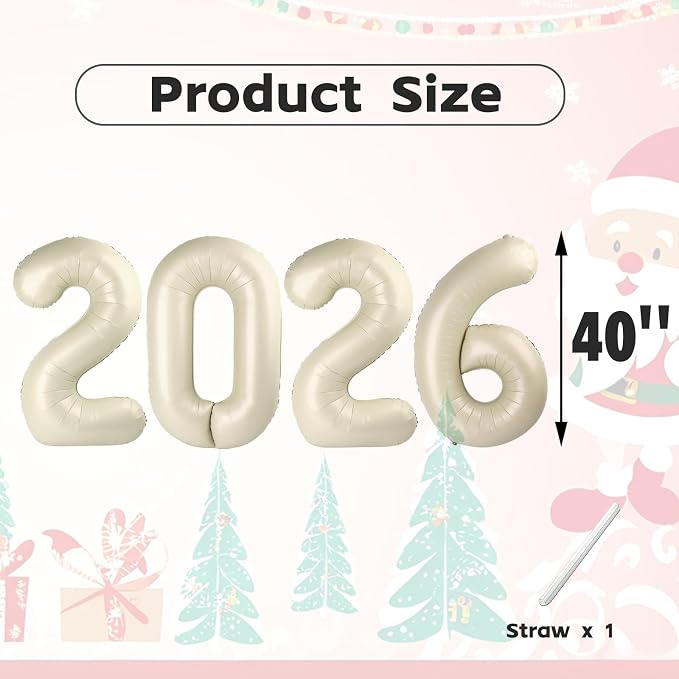 2026 Balloon Numbers Party Decorations, 40In Cream Balloons - Image 5