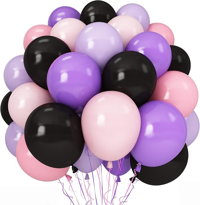 Pink Purple Black Balloons by Govpy