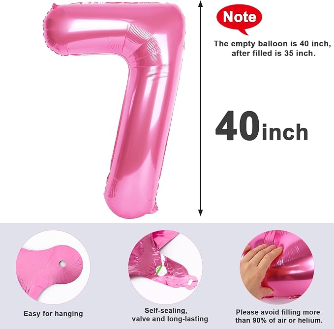 7 Balloon Number 40 Inch Pink Balloons - Image 6