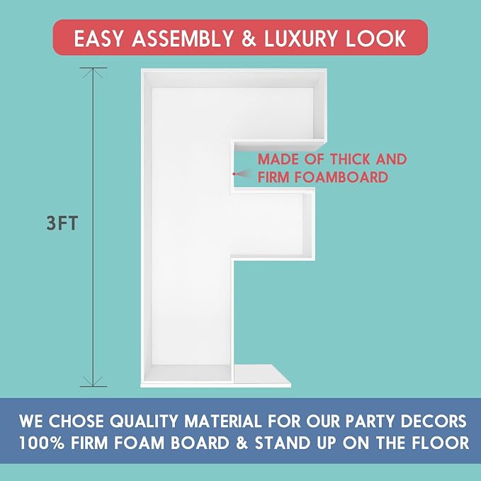 3FT Tall Mosaic Balloon Frame Letters Big Marquee Light Up DIY Kit - Image 2